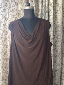 Chic Brown Drape Neck Top
