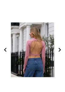 Pink V-Neck Long Sleeve Crop Top
