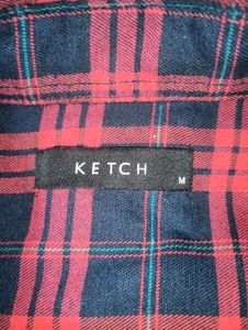 Red Full Sleeves Ketch Cotton Check Shirt Women