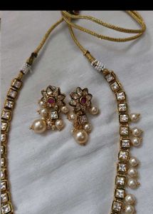Elegant Pearl &amp; Stone Necklace Set