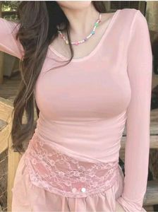 Elegant Pink Long Sleeve Top
