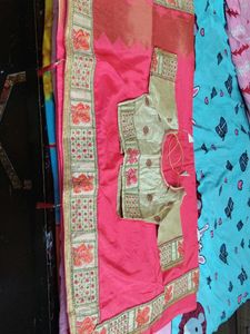 Elegant Pink Saree with Blouse and peticoat