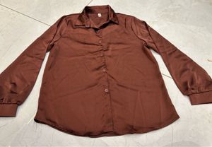 Elegant Brown Button-Down Shirt