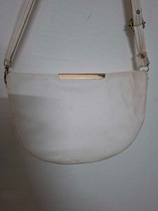Chic White Half-Moon Crossbody Bag