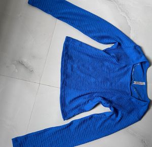 Blue Smocked Top(square Neck)