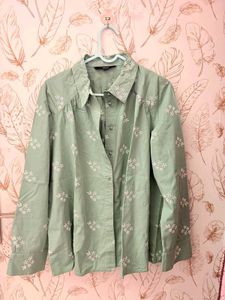 vero moda Green Embroidered Button-Up Shirt