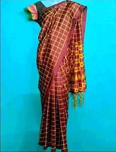Rust colour silk saree