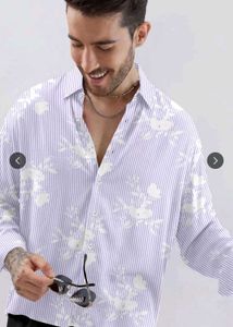 Men's Striped Floral Print Shirt