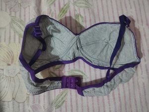 Comfortable Grey &amp; Purple Bra 28B