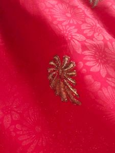rich Red Embellished Saree with sequence work