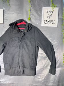 Men's Dark Grey Hooded Jacket