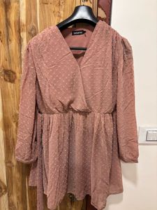Chic Rose Textured Wrap Dress