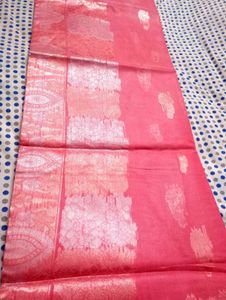 Beautiful Pink Saree with Silver Work