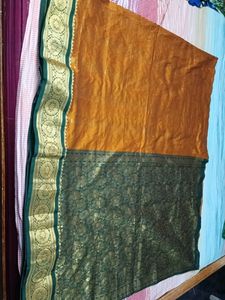 Elegant Mustard & Green Silk Saree