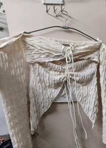 Cream Ruched Crop Top