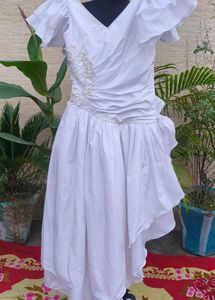 Elegant White Ruffled Gown