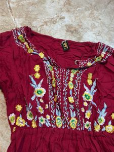 Embroidered Burgundy Kurta