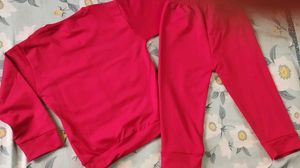 Kids Red Denim Print Sweatshirt &amp; Pants Set