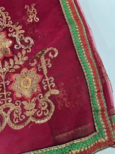 Embroidered Red Saree