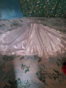 white 5 mtr flare anarkali dress
