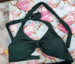 Dark Green Halter Bikini Top