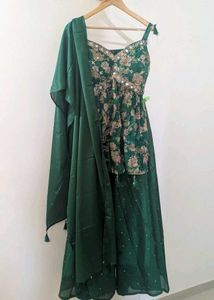 Festive Wear Green Floral Kurta Set