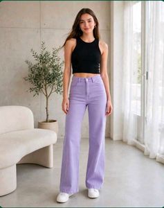Stylish Lavender Wide-Leg Jeans