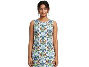 Charming Bird Print Sleeveless Dress