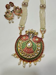 Exquisite Peacock Pearl Necklace &amp; Earring Set