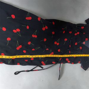 Chic Cherry Print Wrap Dress