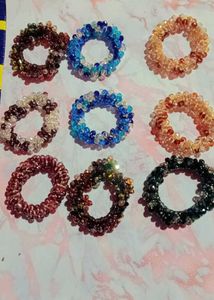 Beaded Hair Scrunchies Set