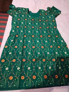 Embroidered Green Kurta Set