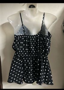 Black &amp; White Polka Dot Cami Top