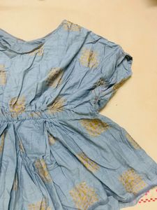 Stylish Blue baby top with Gold Print