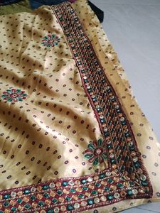 Beautiful Golden Colour Designer Saree New