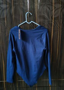 SHEIN Navy Blue Long Sleeve Bodysuit