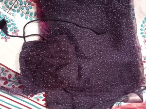 Purple Net Saree With Blouse