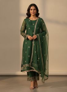 🌲🌲beautiful  dark green Pakistani pant set