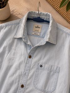 wrogn light wash denim shirt