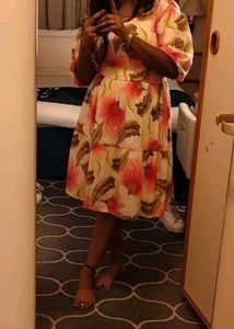 Floral Print Smocked Waist Dress