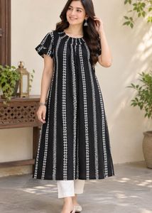 Black Embroidered Midi Dress