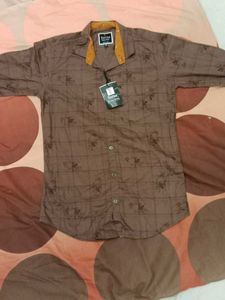 Men's Brown Printed Casual Shirt