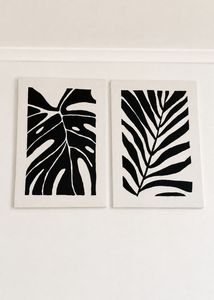 Set of 2 Botanical Leaf Art Prints||Handmade