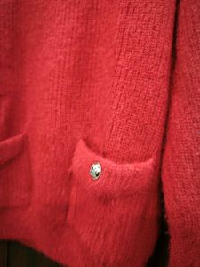 Chic Red Knit Sweater with Pockets
