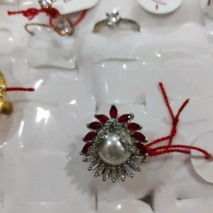 pearl and ruby finger ring