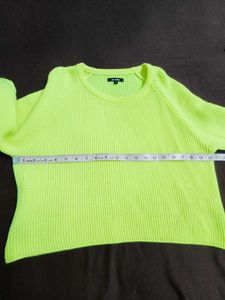 Neon Green Ribbed Knit Sweater