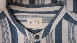 Men's Striped Band Collar Shirt