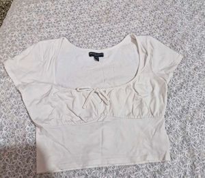 White Tie-Front Crop Top
