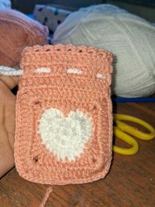 Handmade Crochet Pouch with Heart