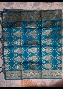 Elegant Teal Brocade Silk Dupatta